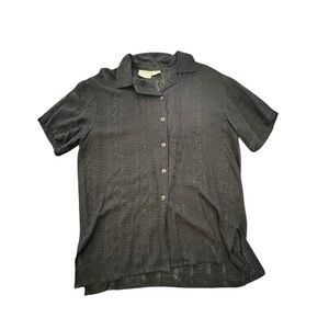 Speed‎ Limit MPH Black Sheer Button Down Embroidered Shirt Size Medium Beach